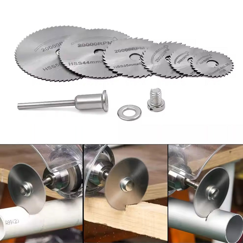 Lot de 6 lames de scie circulaire HSS pour métal.