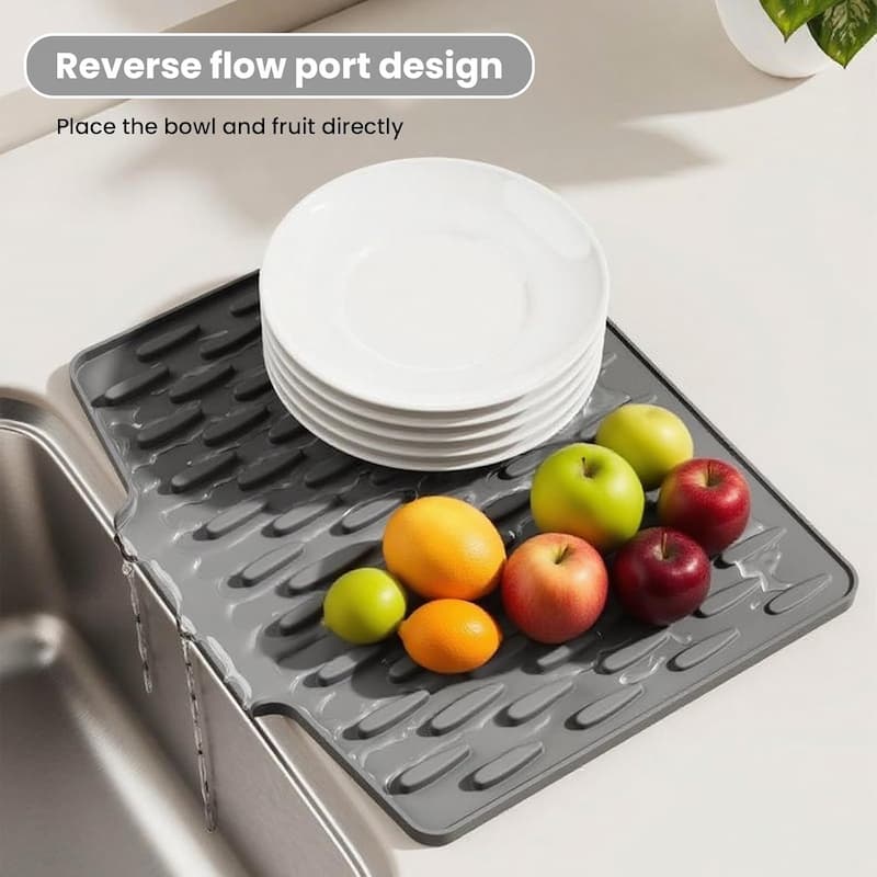DrainMat - Silikon-Trocknungs- und Hitzeschutzmatte — Flexibel & BPA-frei
