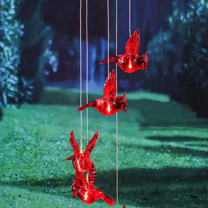 Gluschwein - Rotes Vogel-Windspiel-Licht