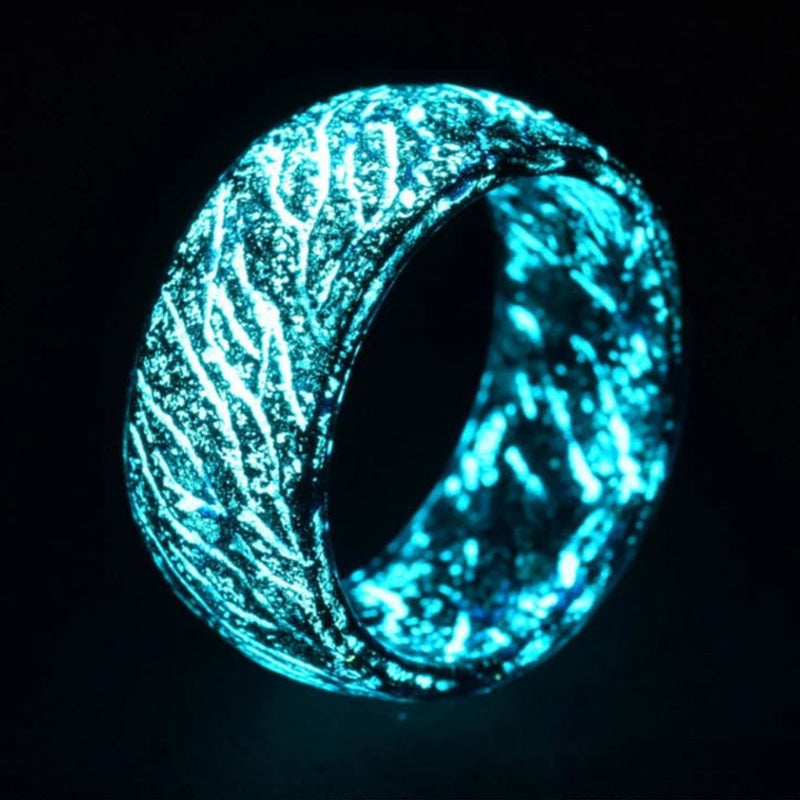 Gluschwein - Fashion Colorful Luminous Resin Fluorescent Glowing Ring SCHWARZ BLAU