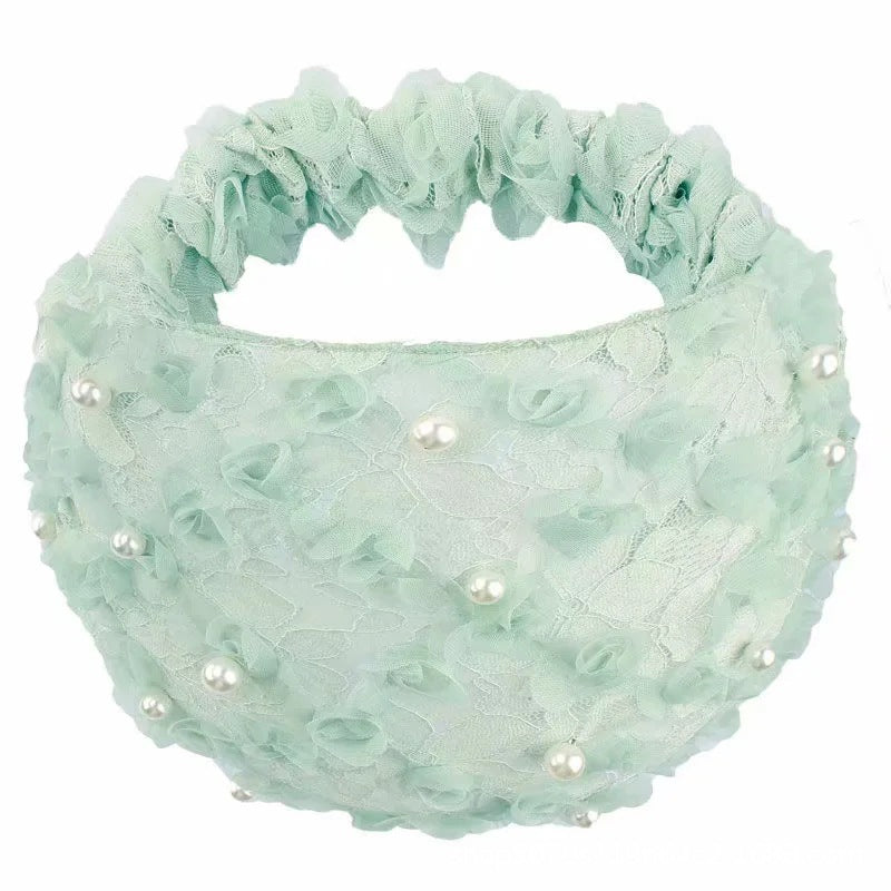 Gluschwein - Gestricktes Perlen-Bandana Für Damen, Elastisches Stirnband Minzgrün