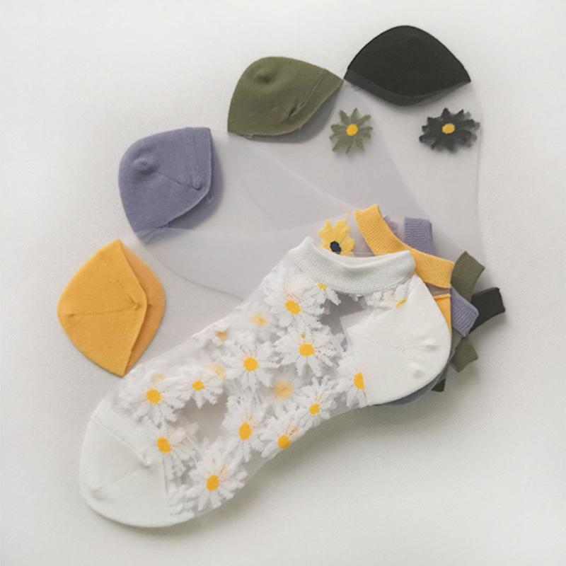 Gluschwein - Durchscheinende Gänseblümchensocken
