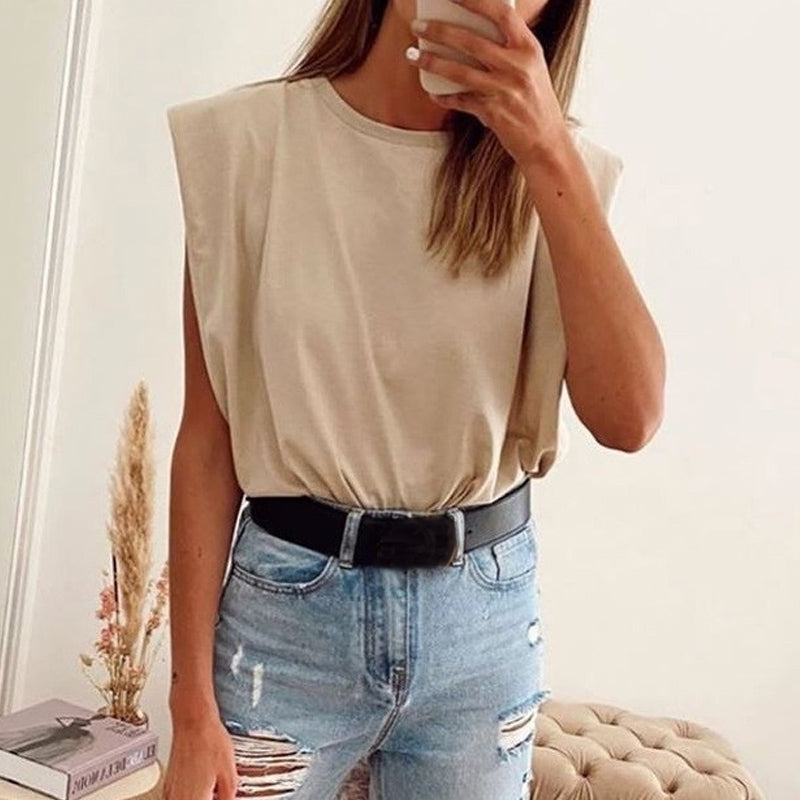Gluschwein - Sleeveless Crew Neck Solid Knit Top