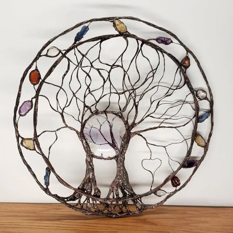 Gluschwein - Kreis des Lebens – Wandkunst aus Metallbaum
