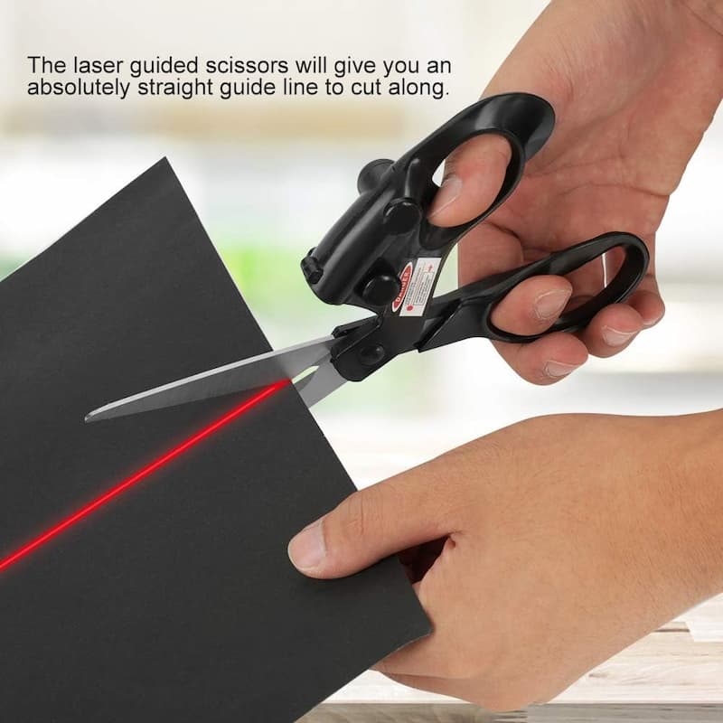 Tijeras láser: tijeras profesionales con guía láser: tijeras de precisión para tela, papel y cartón.
