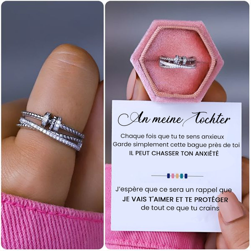 Gluschwein - Damen Modischer Verstellbarer Glücksring Silber AN MEINE Tochter Ring + Karte + schöne Geschenkverpackung