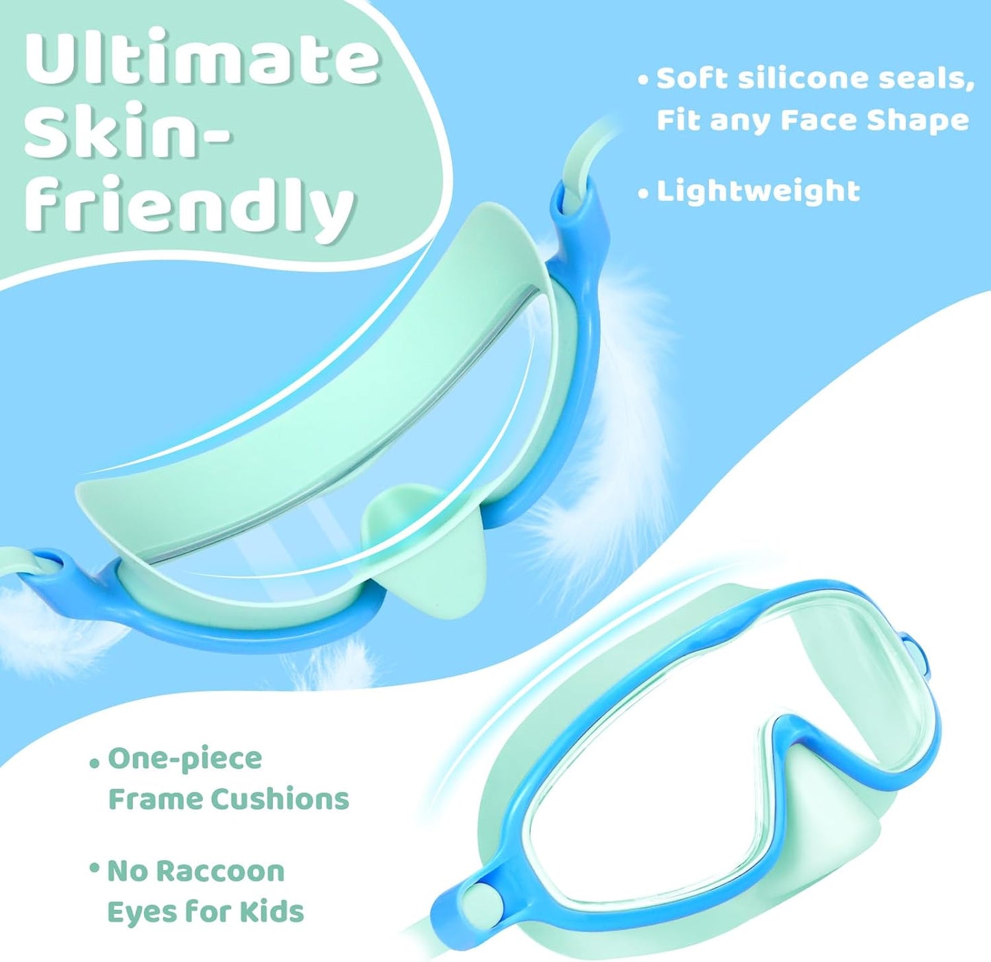 1+1 gratuit | AquaShield - Lunettes de natation HD à grande monture pour enfants