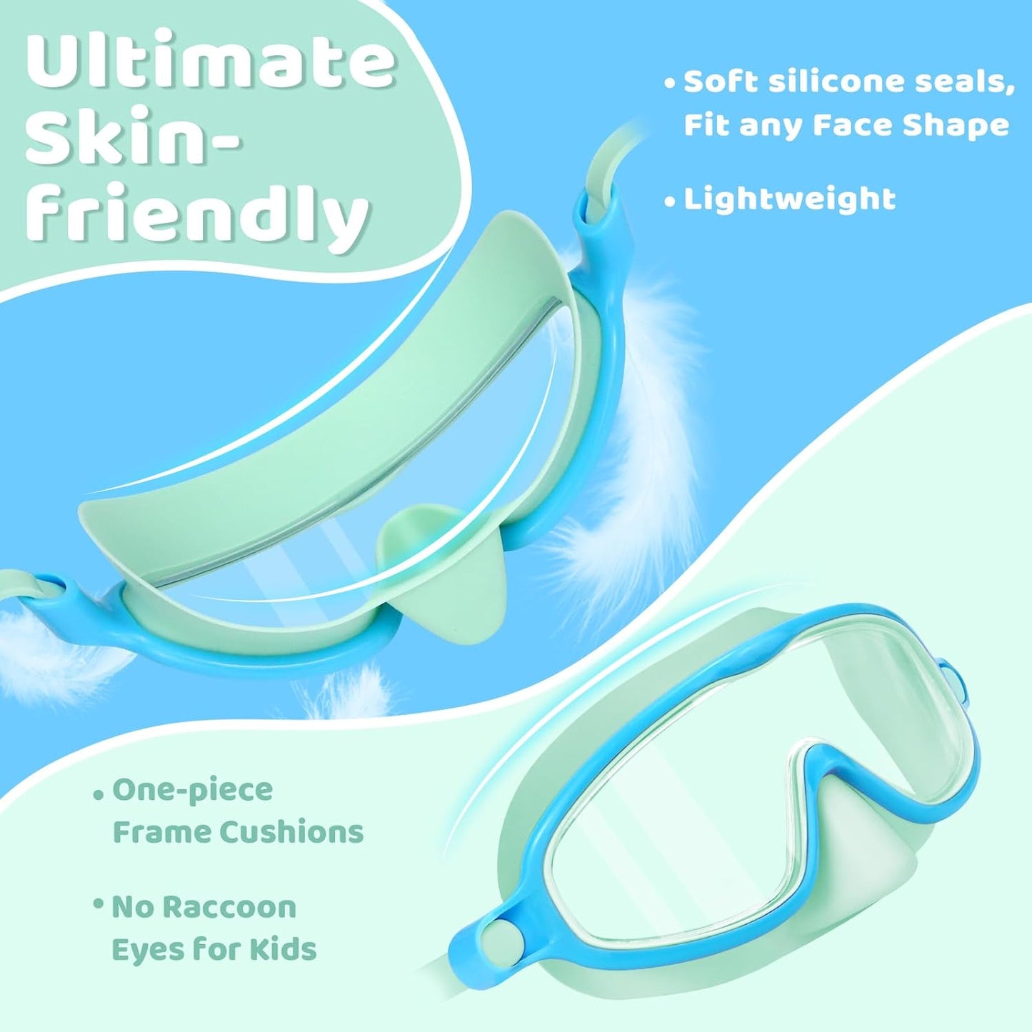 1+1 gratuit | AquaShield - Lunettes de natation HD à grande monture pour enfants