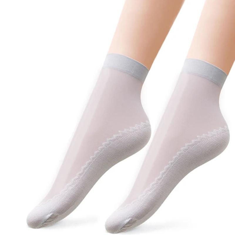 Gluschwein - Seidige Anti-Rutsch-Baumwollsocken Grau 5 Paare