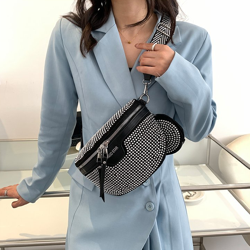 Gluschwein - Fashion Strass PU-Leder-Gürteltasche