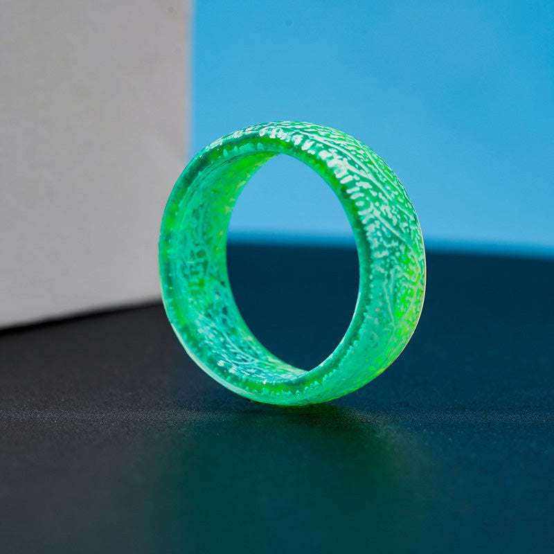 Gluschwein - Fashion Colorful Luminous Resin Fluorescent Glowing Ring GRÜN WEISS