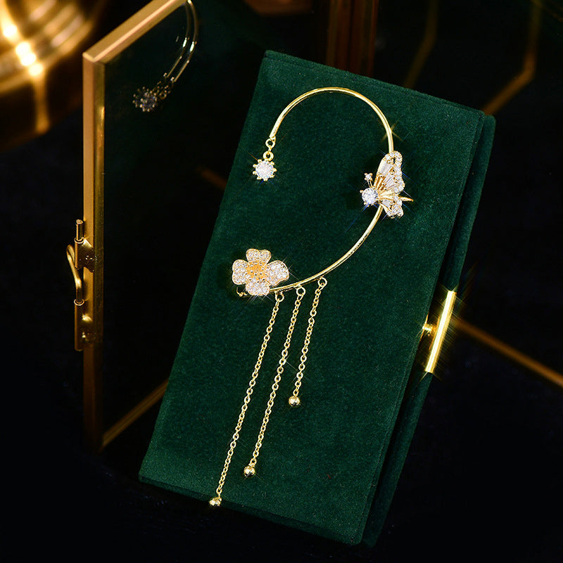 Gluschwein - Elegante Schmetterlings-Blumenohrringe mit Quasten