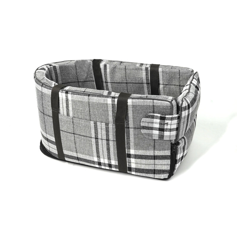 Gluschwein - Mitfahrsitz für Haustiere Karo-grau