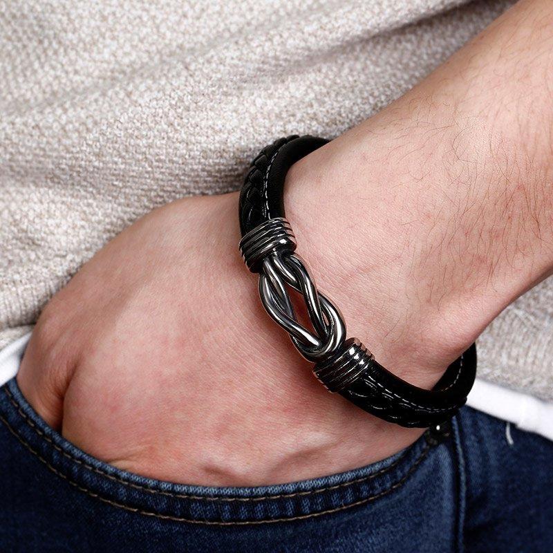 Gluschwein - Unendlichkeits-Design Herrenarmband aus Titanstahl