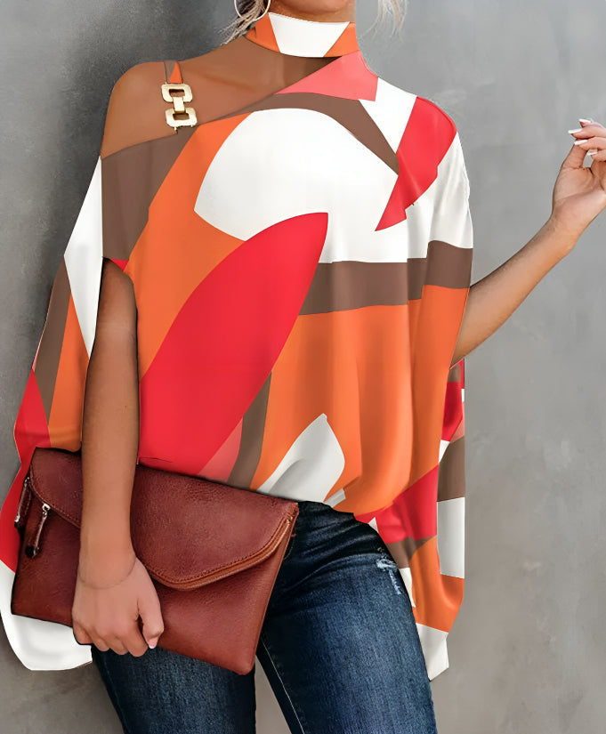 Gluschwein - Felora - Bunte kurzärmelige Bluse Weiß Orange Rot