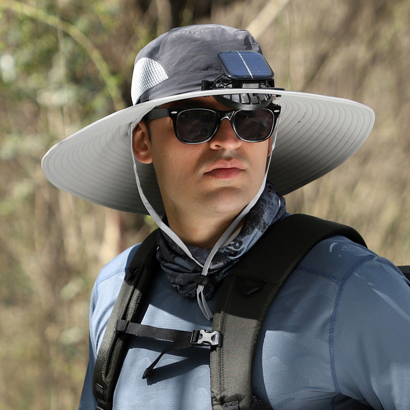 Gluschwein - Solar- und USB-Ladeventilator Outdoor-Fischerhut