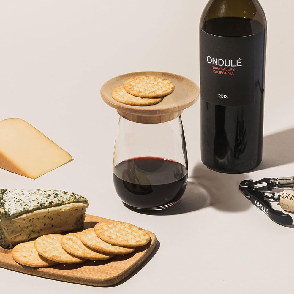 WineGlassPlate - Porte-verres à vin en bambou — Élégant porte-verres pour vos soirées œnologiques