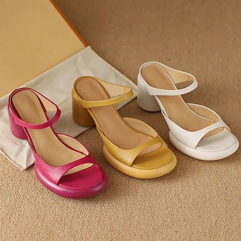 Gluschwein - Sommer-Retro-Sandalen für Damen mit dickem Absatz