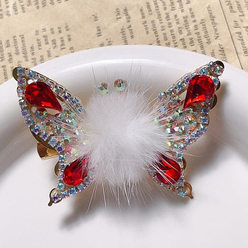 Gluschwein - Fliegende Schmetterling Haarnadel weiß