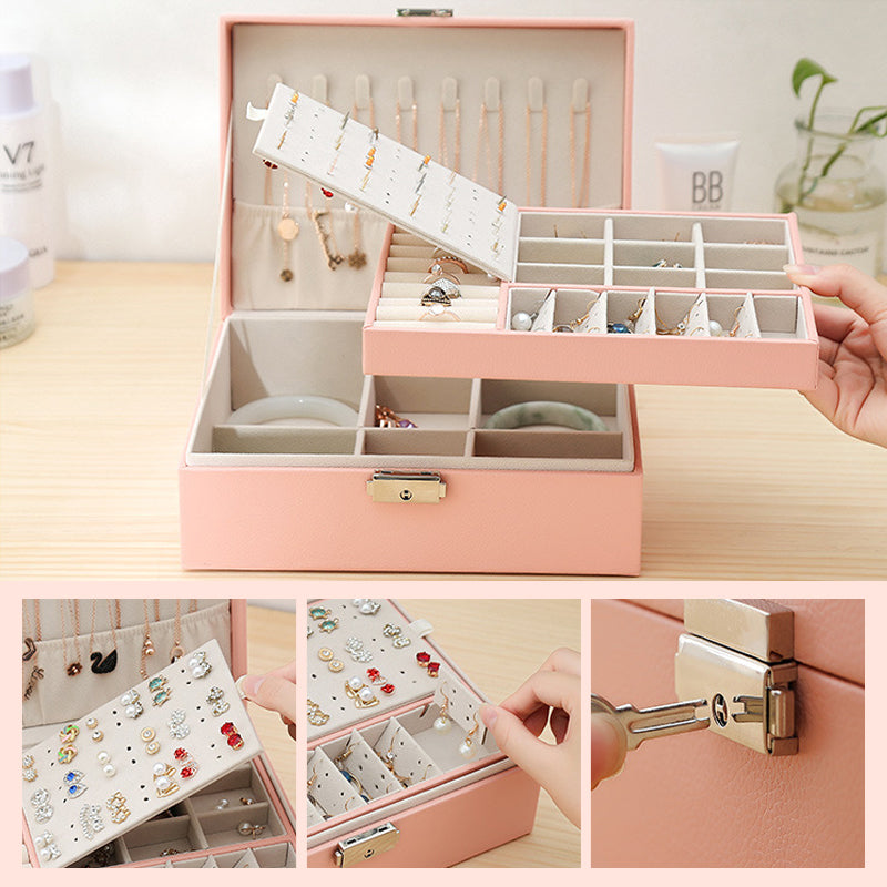 Gluschwein - Leder-Schmuckkästchen mit Schloss, Aufbewahrungsbox-Organizer