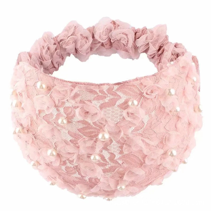 Gluschwein - Gestricktes Perlen-Bandana Für Damen, Elastisches Stirnband Rosa