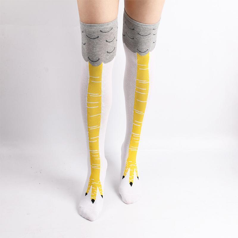 Gluschwein - Hühnerbeinsocken Hühnerfüße Socken Weiß - ÜBER DAS KNIE