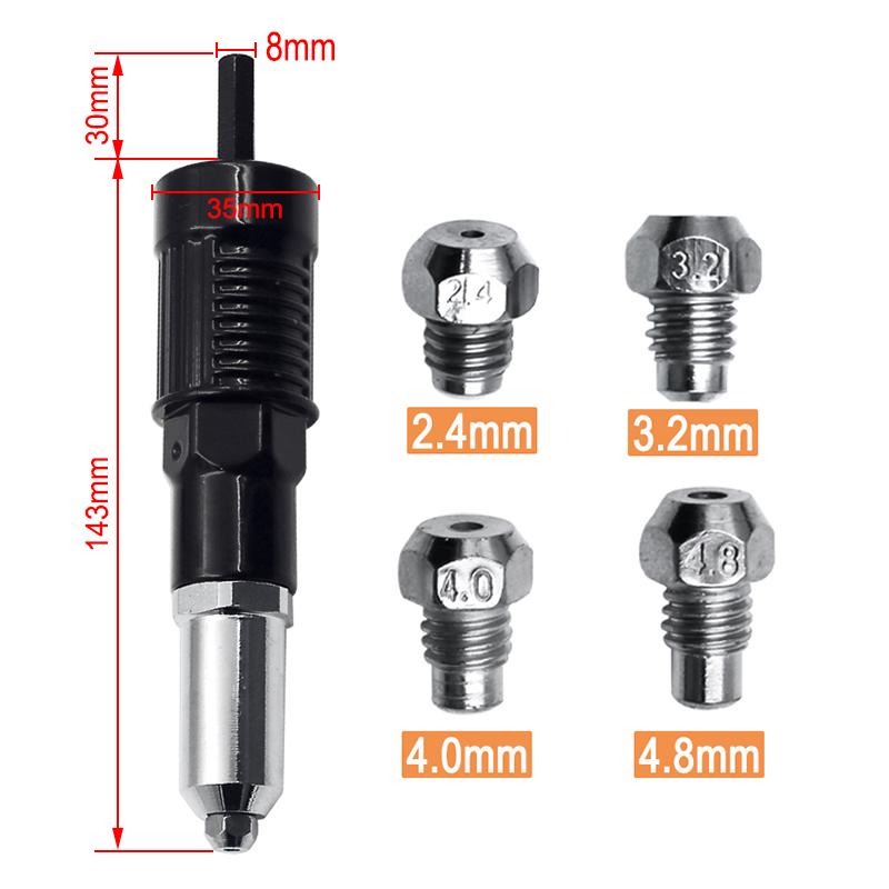 Gluschwein - Professionelles Nietpistolen-Adapter-Kit 🛠Mit 4 Stk. Verschiedene Düsenschrauben