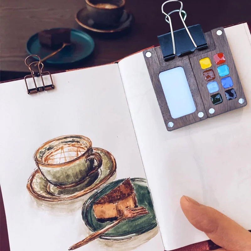 Gluschwein - Tragbare Walnuss Aquarell-Palette