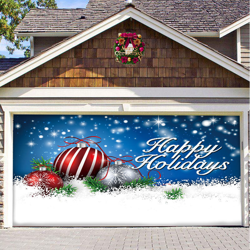 Gluschwein - 🎅🏻Schnee Garagentor Fahne Ornament🎄 Weihnachtsklingel auf Schnee 200*150cm