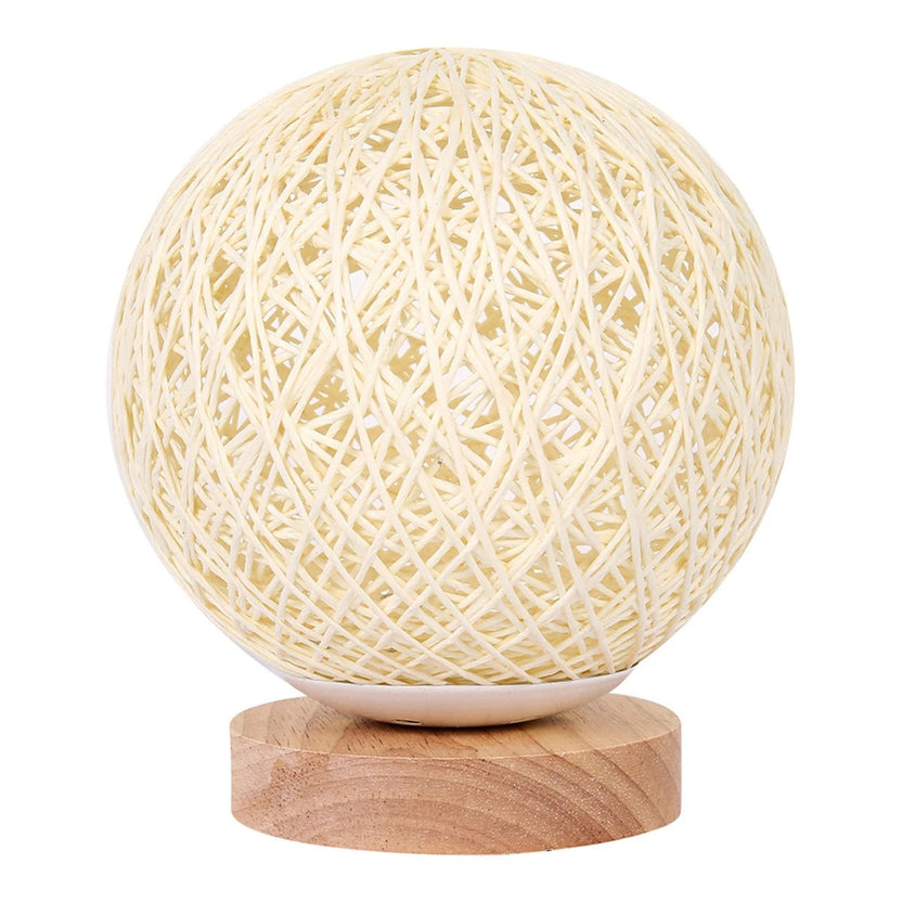 Rotan Ball Lamp - Tischlampe Rattan Kugel 30 cm mit Dimmfunktion