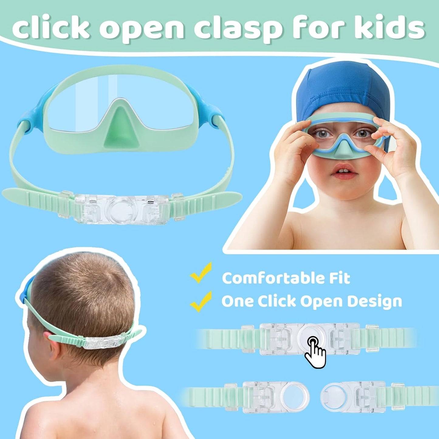 1+1 gratuit | AquaShield - Lunettes de natation HD à grande monture pour enfants