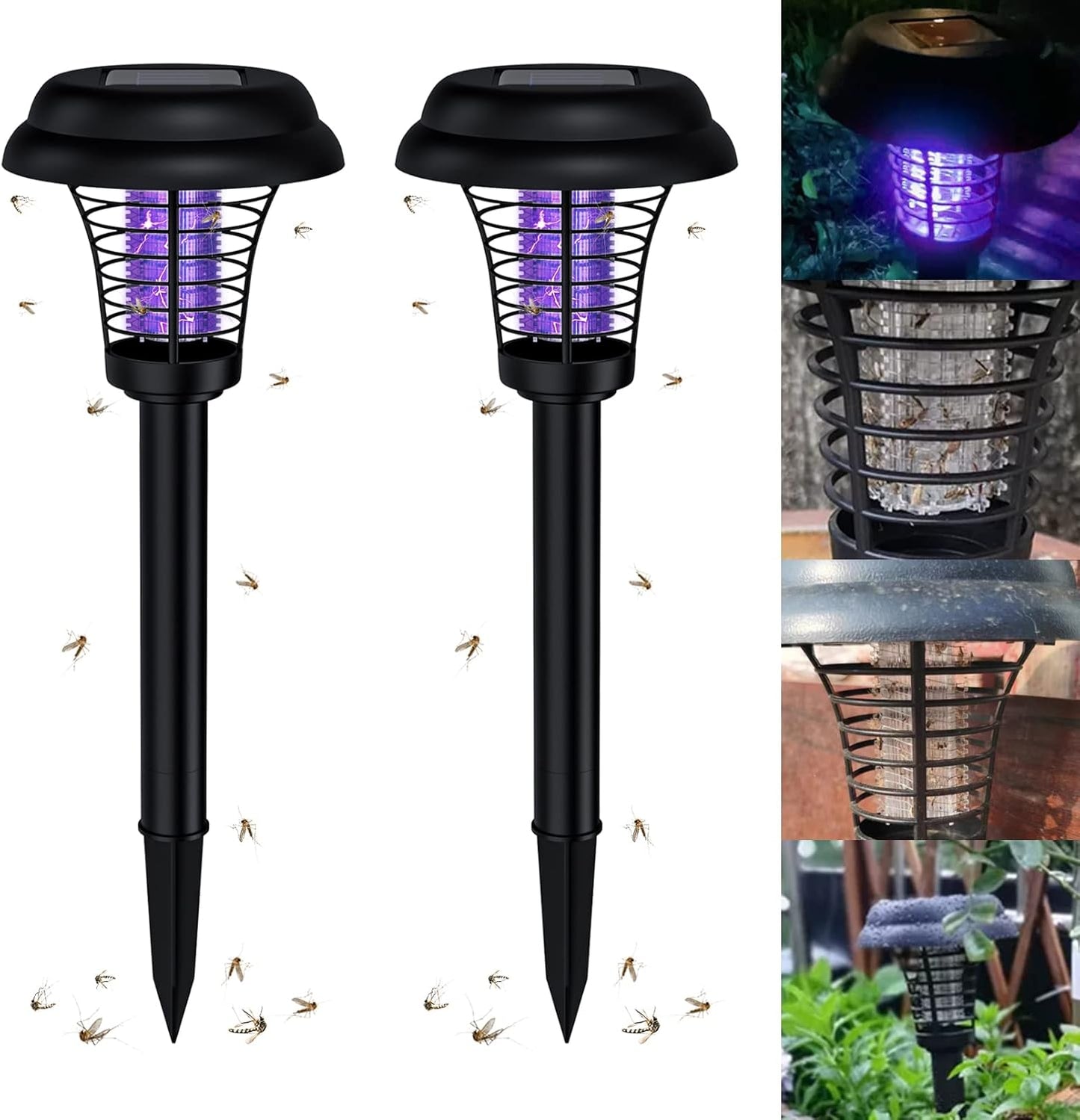 Pack de 2 destructeurs d'insectes solaires Destructeurs de moustiques LED