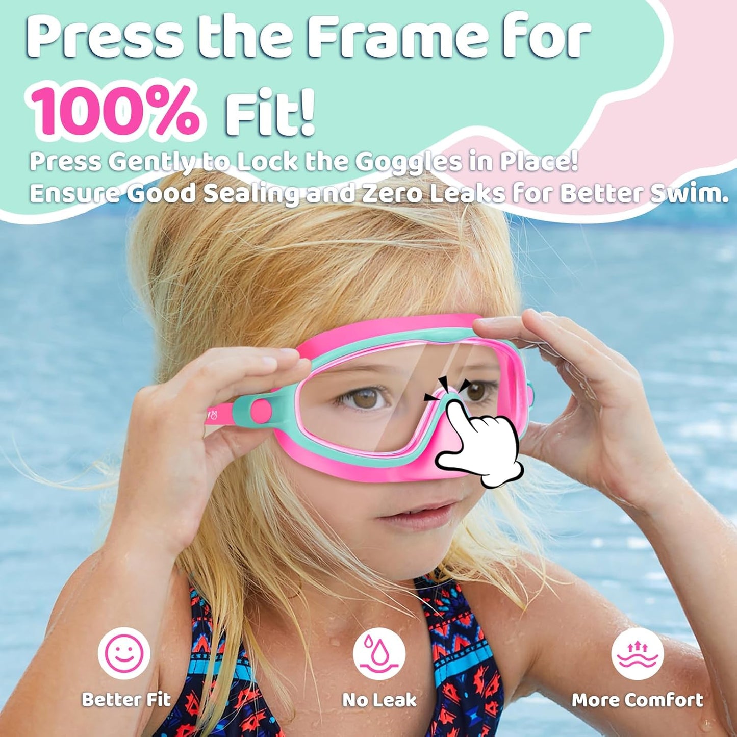 1+1 gratuit | AquaShield - Lunettes de natation HD à grande monture pour enfants