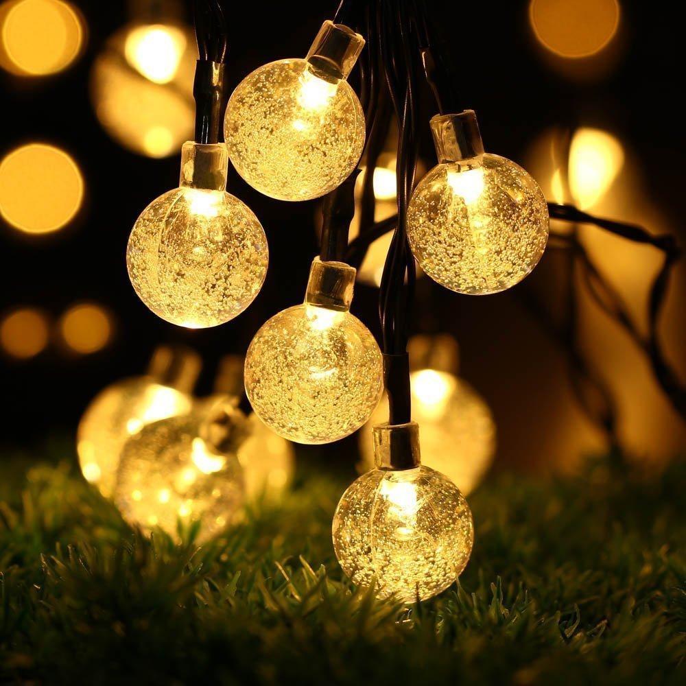 Gluschwein - Solarbetriebene Kristallkugel-Lichterketten Warmweiß