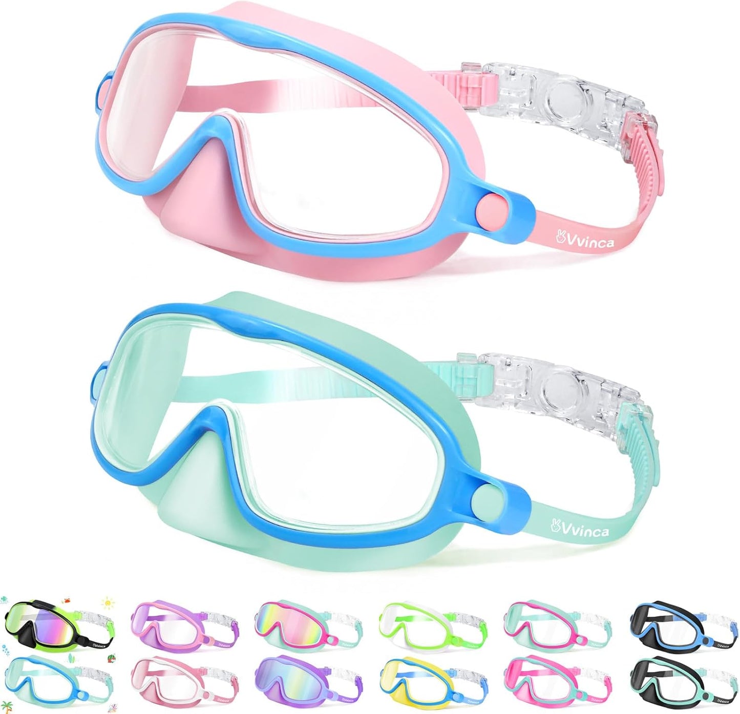 1+1 gratuit | AquaShield - Lunettes de natation HD à grande monture pour enfants