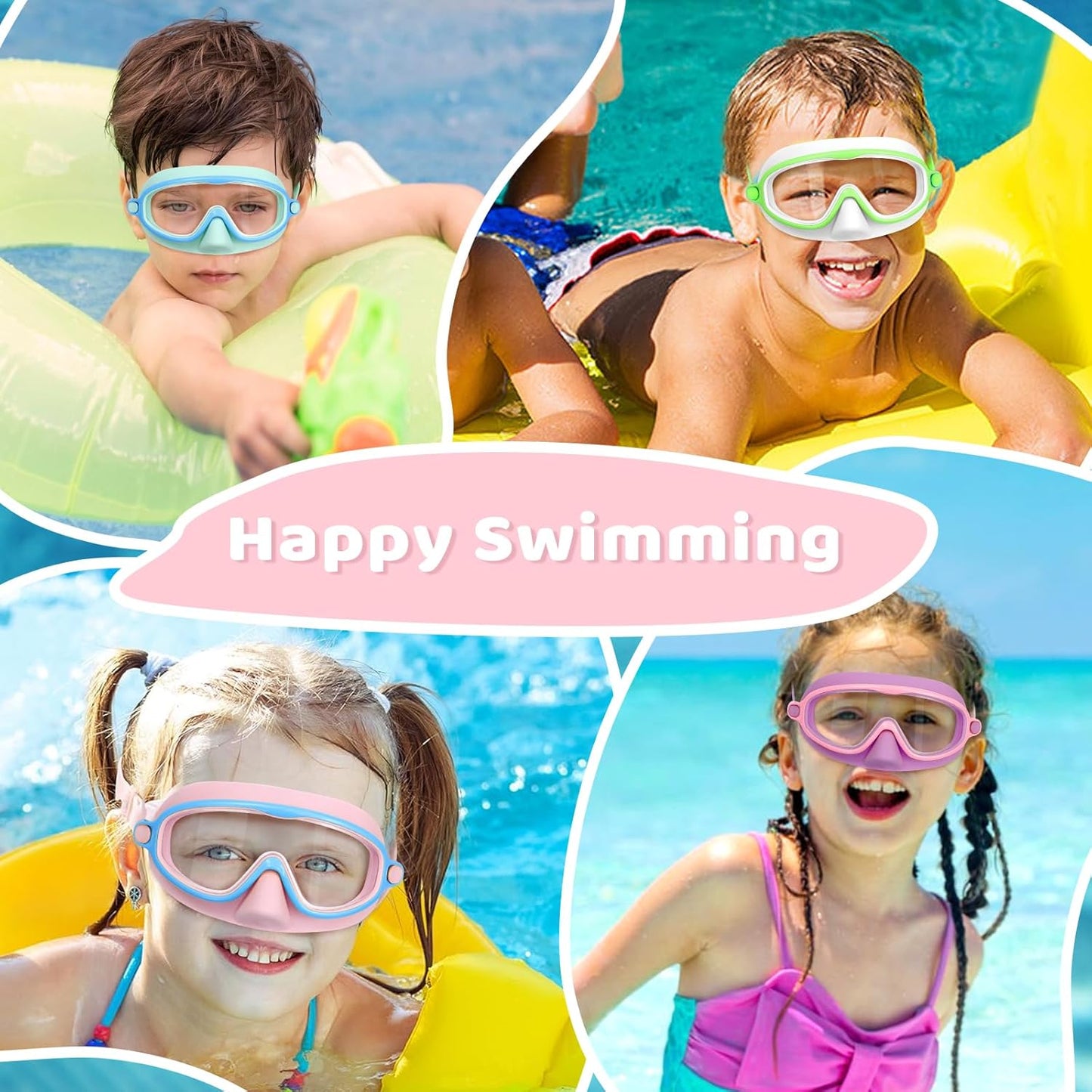 1+1 gratuit | AquaShield - Lunettes de natation HD à grande monture pour enfants