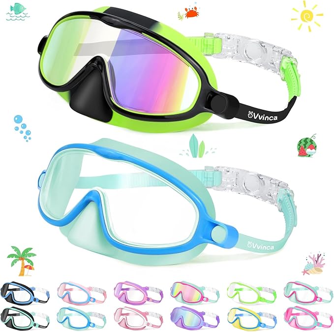 1+1 gratuit | AquaShield - Lunettes de natation HD à grande monture pour enfants