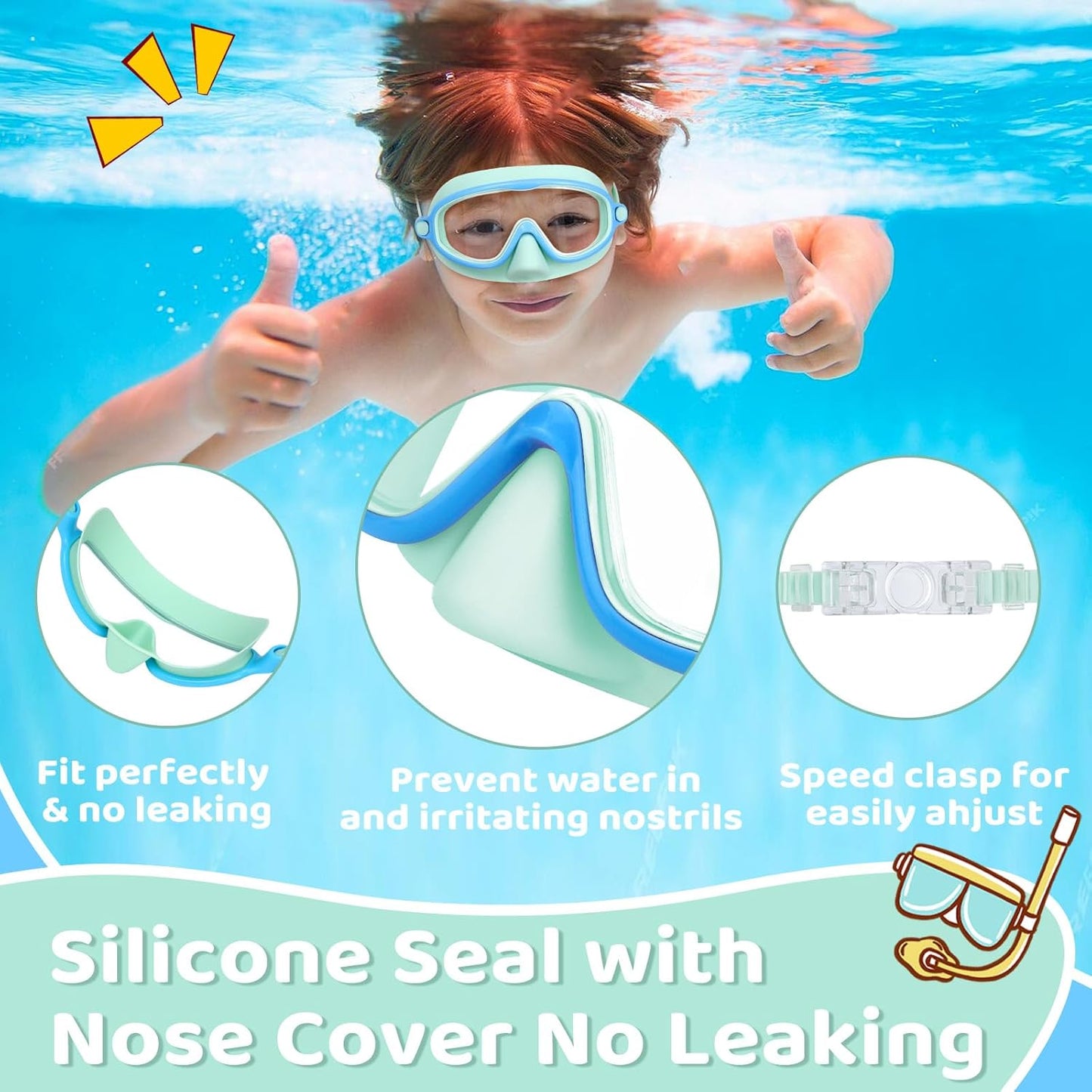 1+1 gratuit | AquaShield - Lunettes de natation HD à grande monture pour enfants