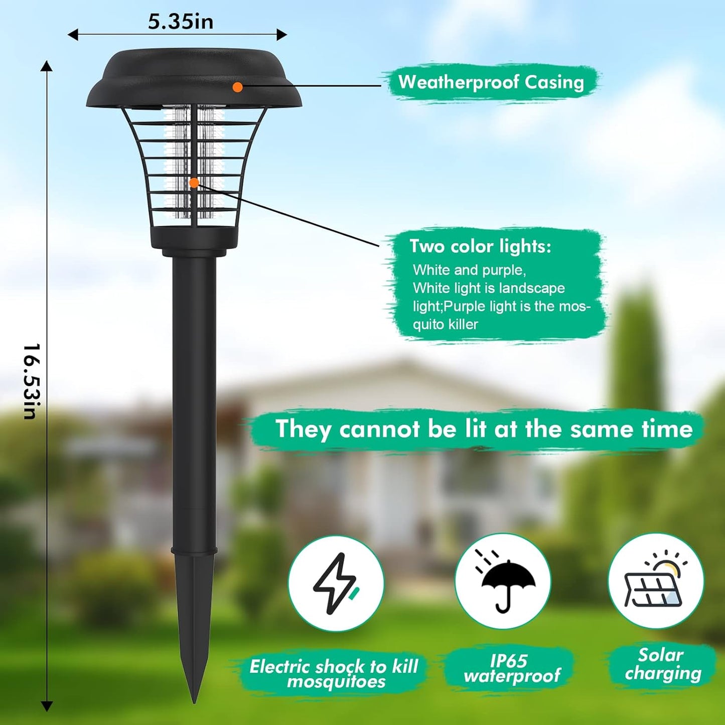 Pack de 2 destructeurs d'insectes solaires Destructeurs de moustiques LED