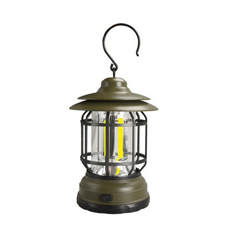 Gluschwein - Tragbare Retro Camping Lampe Grün Batterie