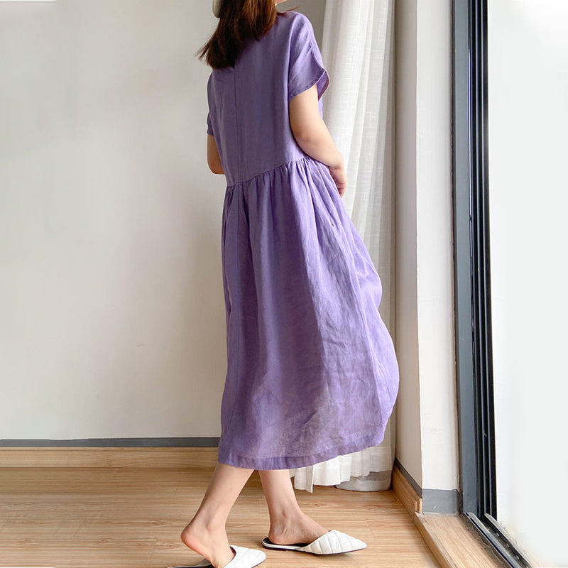 Gluschwein - Einfarbiges, lockeres Kurzarmkleid