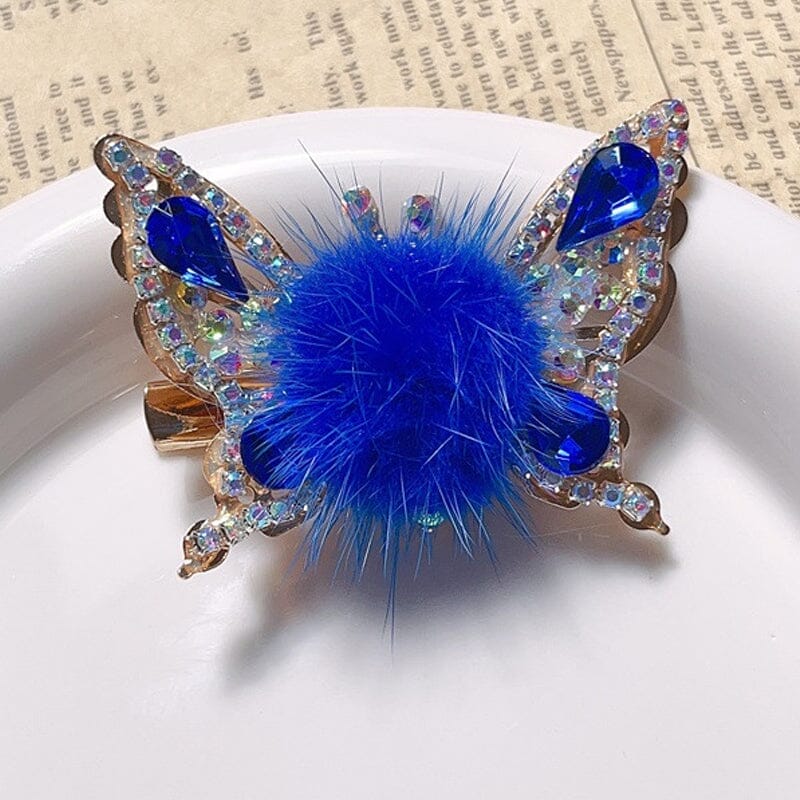 Gluschwein - Fliegende Schmetterling Haarnadel blau