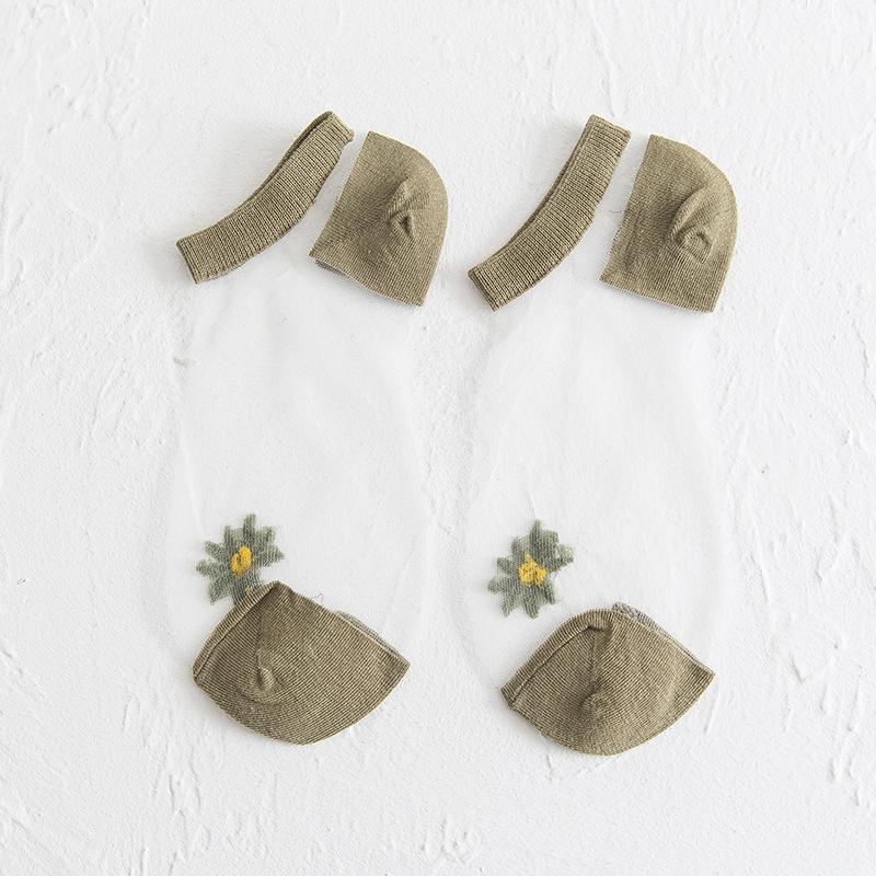 Gluschwein - Durchscheinende Gänseblümchensocken grün 5 Paar