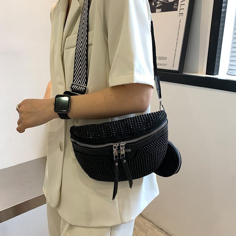 Gluschwein - Fashion Strass PU-Leder-Gürteltasche