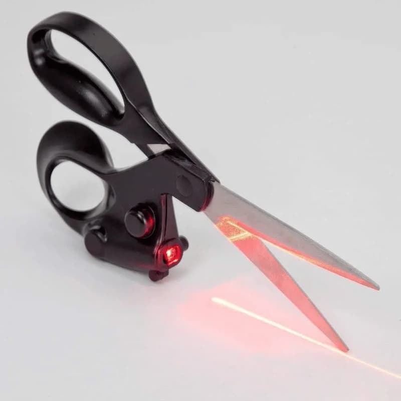 Tijeras láser: tijeras profesionales con guía láser: tijeras de precisión para tela, papel y cartón.