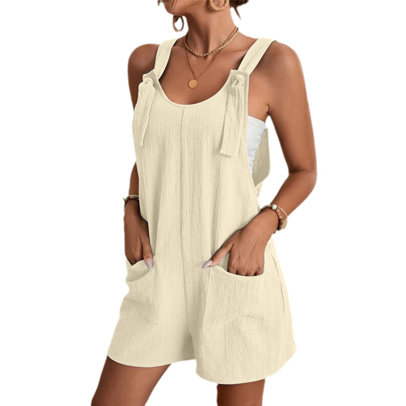 Gluschwein - Stilvolle, lässige, kurze Jumpsuits für Damen mit U-Ausschnitt BEIGE