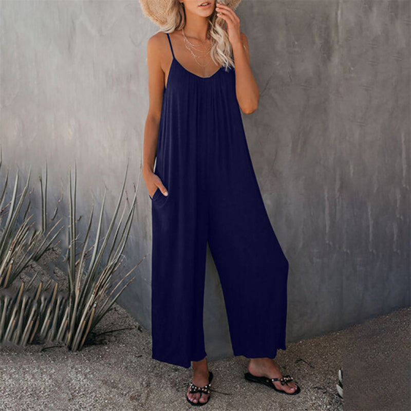 Gluschwein - Lockerer, dehnbarer Cami-Jumpsuit blau