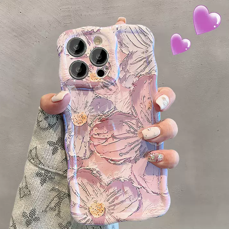 Gluschwein - iPhone Bunte Ölmalerei Exquisite Handyhülle Rosa Keine Perlen