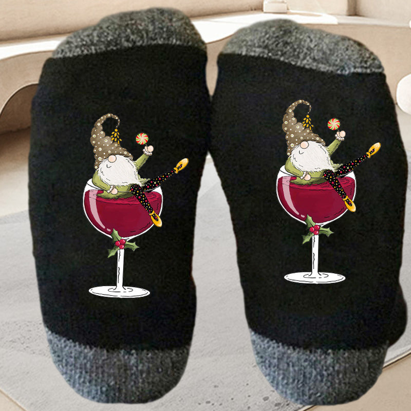 Gluschwein - 🧦Weinglas Unisex Crew Socken🧦 Grauschwarz 1 Paar