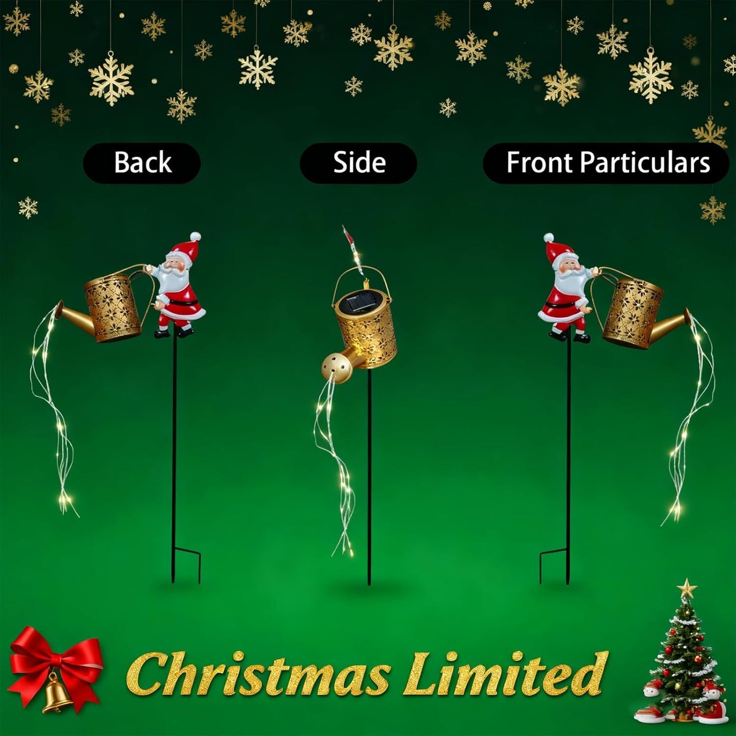 SolarSanta - Solar-Weihnachtsmann mit Lichterkette — Herzerwärmende LED-Lichterkaskade